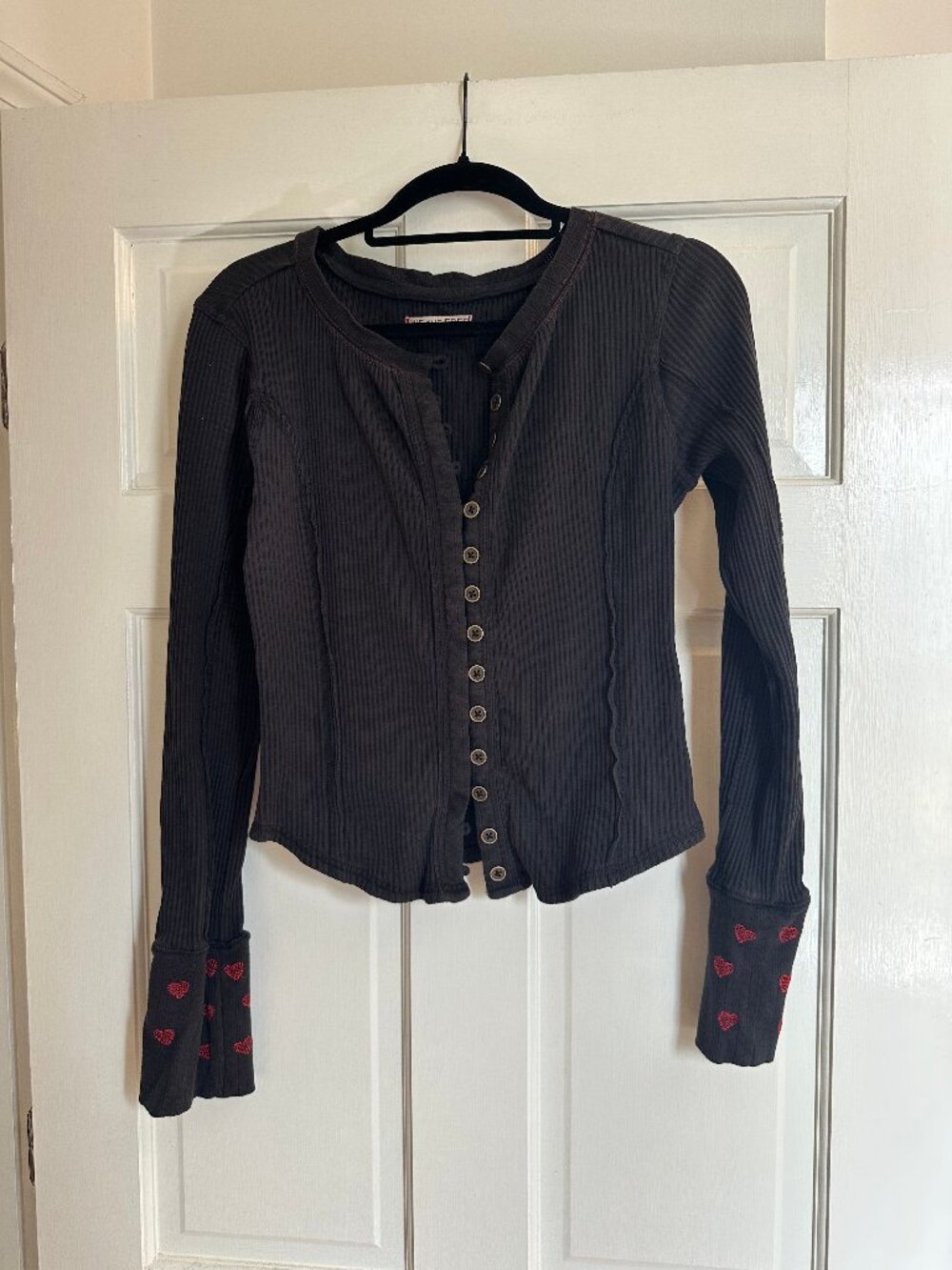 We The Free Daria Cuff Cardi in Heart Combo